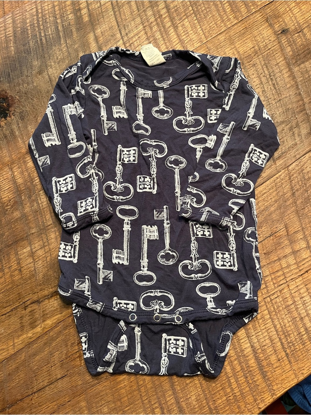 kate quinn Navy Bodysuit with White Key Print